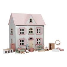 Holz Puppenhaus weiß/rosa inkl. Möbel von Little Dutch