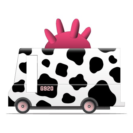 Holz Spielzeugauto Candyvan 'MOO Milk Van'