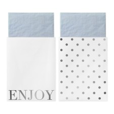 Servietten mit Papiertasche 'Enjoy' silber/hellblau von Delight Department