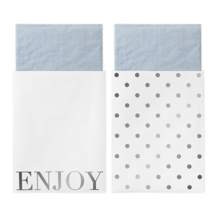 Servietten mit Papiertasche 'Enjoy' silber/hellblau