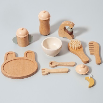 Holzspielzeug Puppen Pflege & Fütter-Set