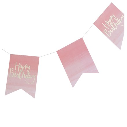 Happy Birthday Girlande 'Pick And Mix' Ombre rosa/gold