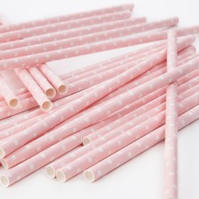 Papier Trinkhalme 'Polka Dot' Punkte rosa-weiß von Ginger Ray