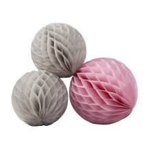 Ginger Ray - Papierkuglen Honeycomb Balls 'Chevron Divine' grau/pink