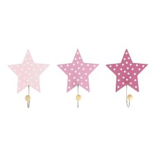 Kleiderhaken Sterne rosa/pink 3er-Set von JaBaDaBaDo