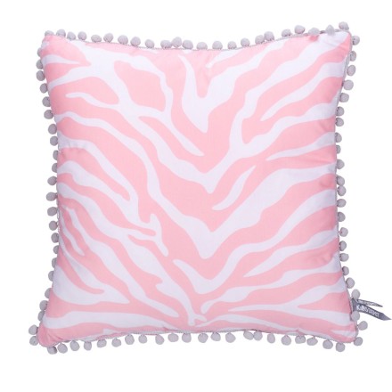Pompons-Kissen 'Zebra' rosa 45x45 cm