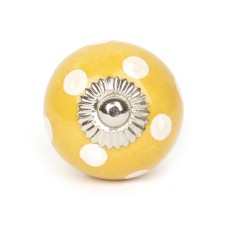 Möbel-Knauf Punkte gelb-weiß 3cm von Knaufmanufaktur