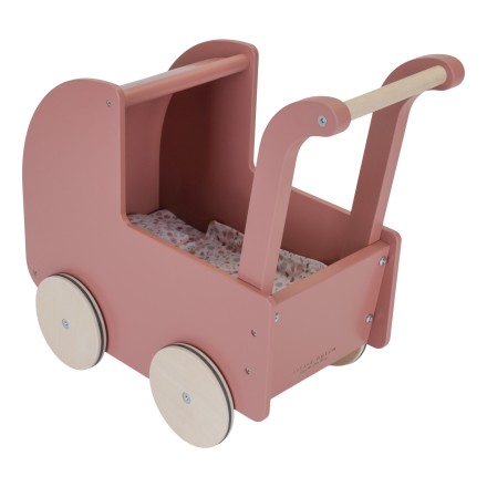 Holz Puppenwagen rosa