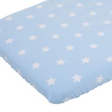 Little Dutch - Spannbettlaken Babybett 120x60 cm - Sterne hellblau-weiß