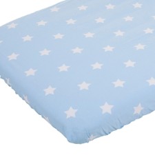 Spannbettlaken Babybett 120x60 cm - Sterne hellblau-weiß von Little Dutch