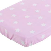 Little Dutch - Spannbettlaken Babybett 120x60 cm - Sterne rosa-weiß