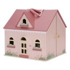 Tragbares Holz Puppenhaus rosa inkl. Möbel