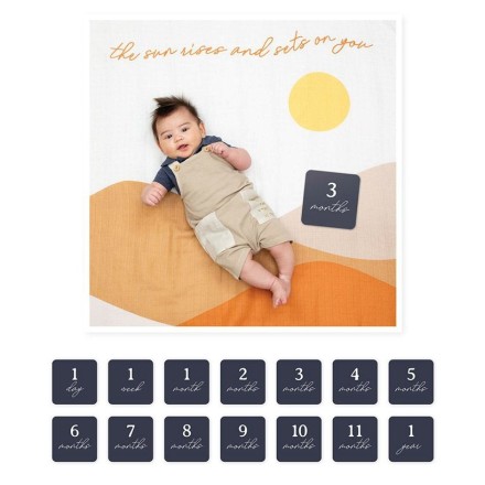 Swaddle & Karten Set 'Baby's First Year - Sun Rises'