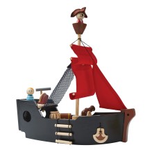 Plan Toys - Piratenschiff aus Naturholz schwarz