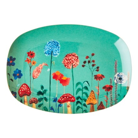 Kleine Melamin Platte Teller 'Winter Flower Collage' oval