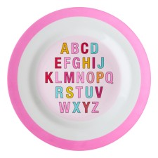 Melamin Teller 'Alphabet' pink von rice