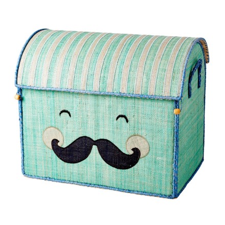 Spielzeugkorb Spielhaus 'Smiling Moustache' grün (groß)