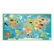 Puzzle 'Weltkarte mit Tieren' 100 Teile von Scratch