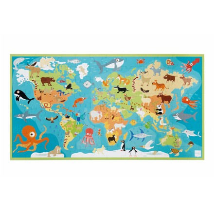 Puzzle 'Weltkarte mit Tieren' 100 Teile