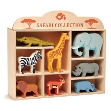 Holz Spielfiguren 'Safari Tiere' 8-teilig im Display von Tender Leaf Toys